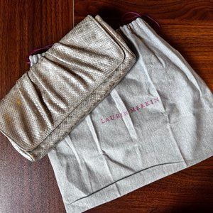 Lauren Merkin Caroline Metallic Champagne Snakeskin Clutch